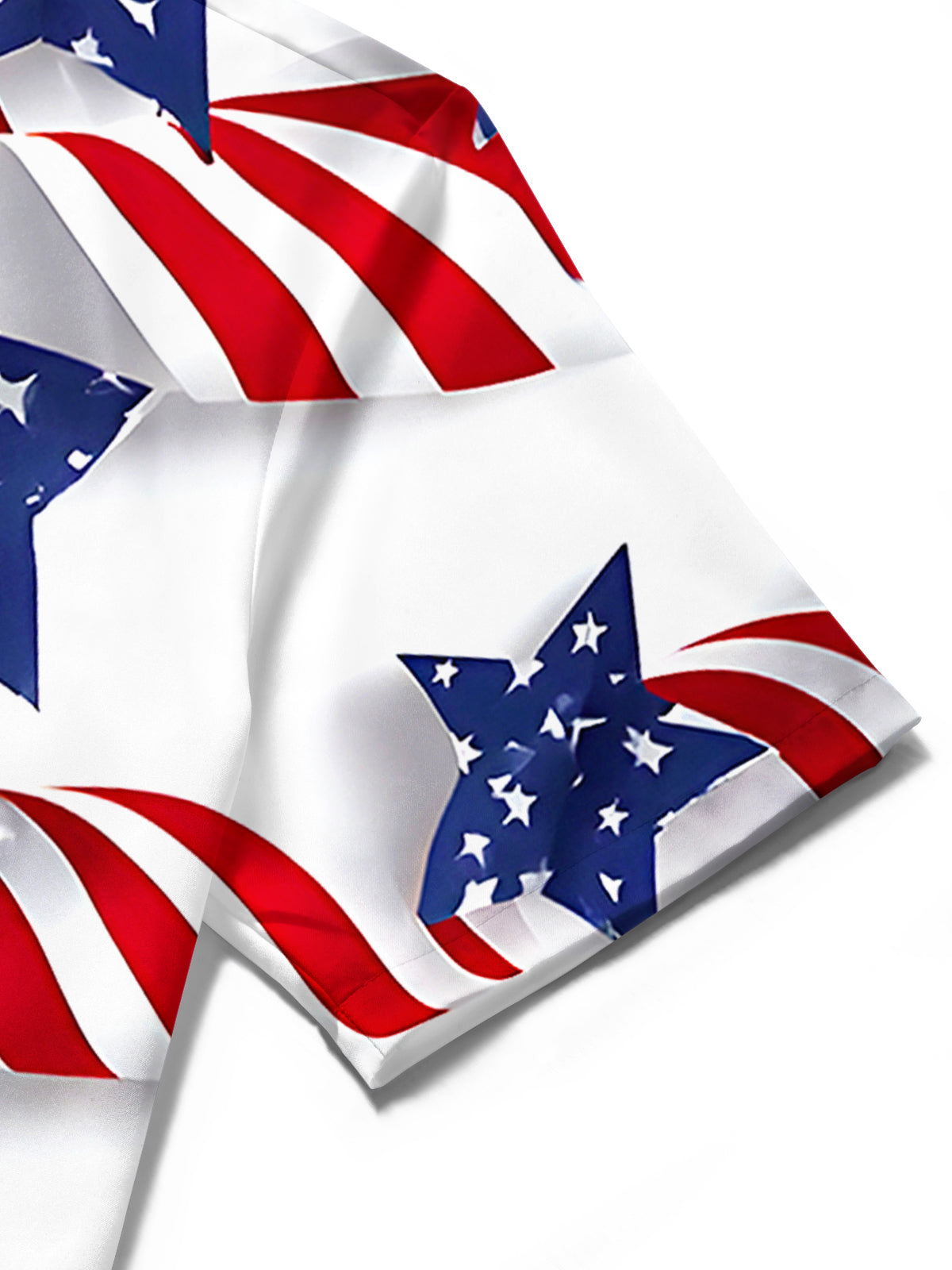 men's American flag print shirt close-up short sleeve