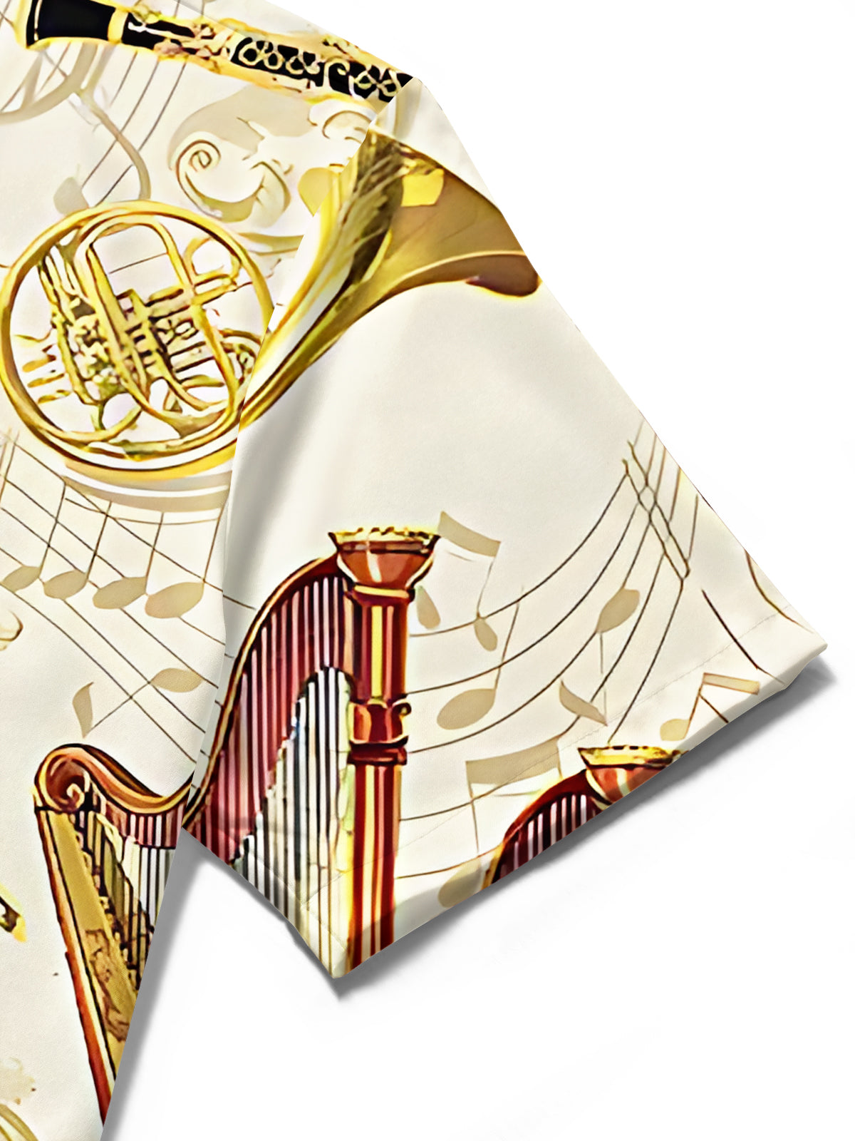 Adaychic Men's Vintage Style Musical Instruments Pattern Short Sleeve Shirt with Chest Pocket