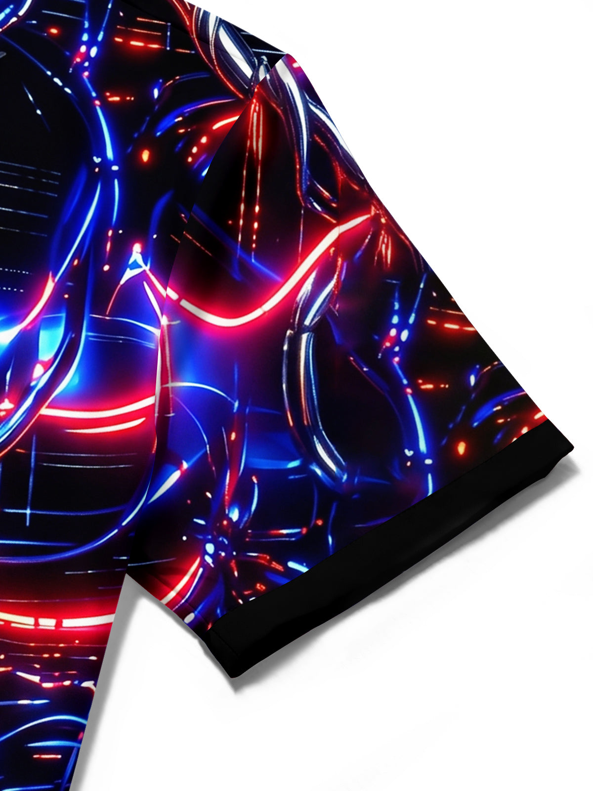 Adaychic Men's Patterned Neon Circuit Lines Print Short Sleeve Shirt with Chest Pocket