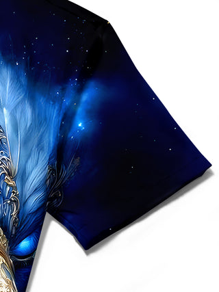 men's eagle print shirt close-up short sleeve