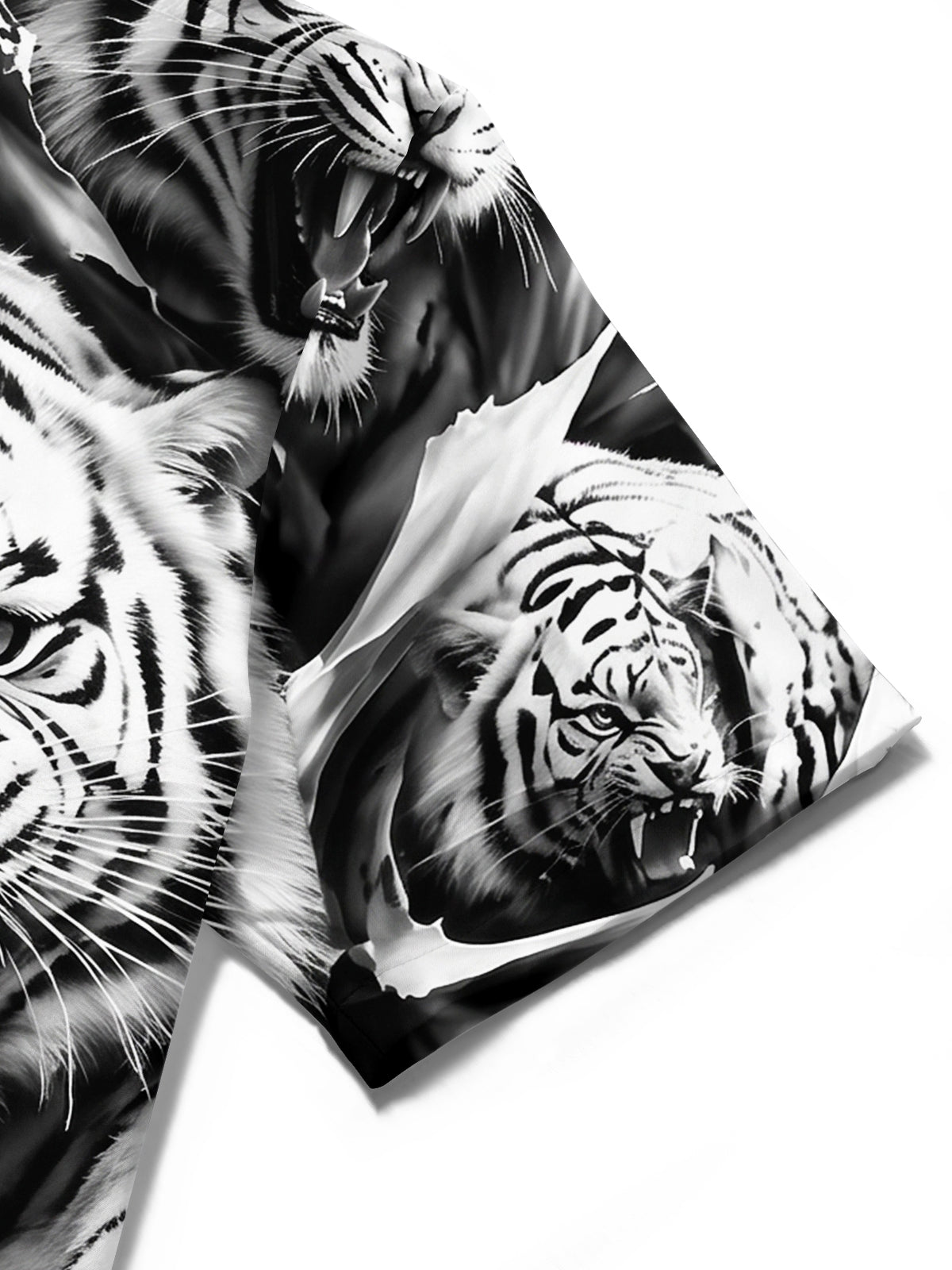 Adaychic Men's Hawaiian White Tiger Print Short Sleeve Shirt
