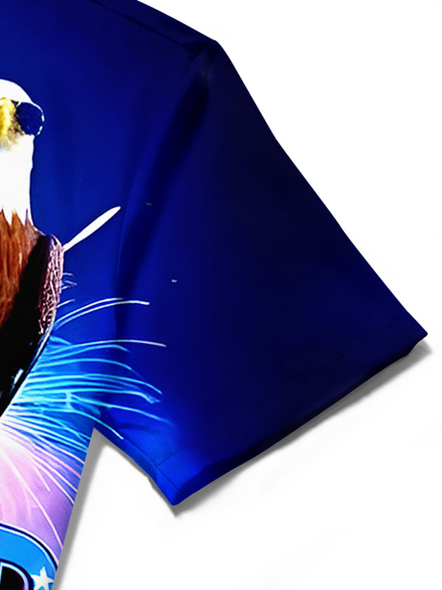 men's eagle print shirt close-up short sleeve