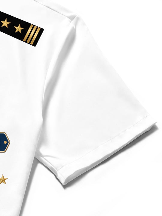 Adaychic Men's Striped Captain Anchor Nautical Short Sleeve Button Down Shirt with Chest Pocket