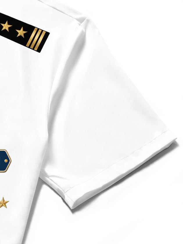 Adaychic Men's Striped Captain Anchor Nautical Short Sleeve Button Down Shirt with Chest Pocket