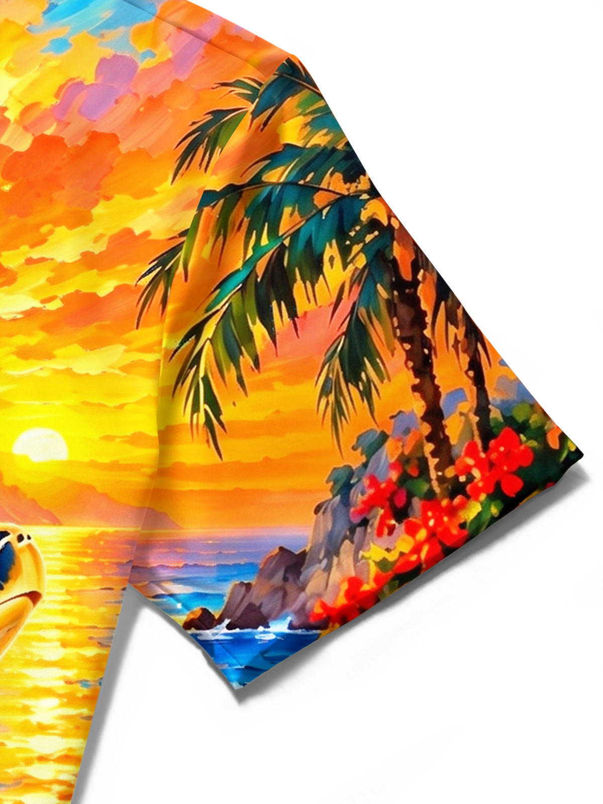 Adaychic Men's Hawaiian Sea Turtle Print Short Sleeve Shirt with Chest Pocket