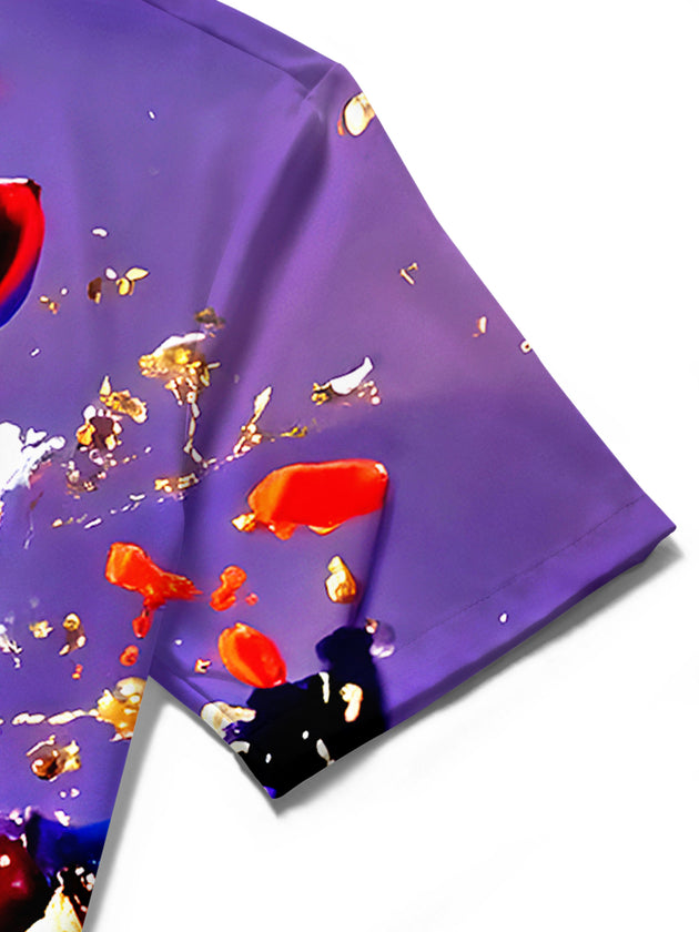 men's abstract print shirt close-up short sleeve