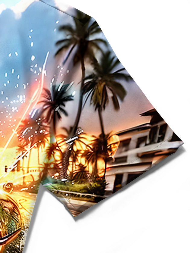 men's Hawaiian shirt close-up short sleeve