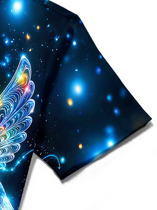 Adaychic Men's Hawaiian Starry Night Sky Print Short Sleeve Shirt with Chest Pocket