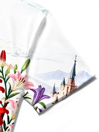 men's floral shirt close-up short sleeve