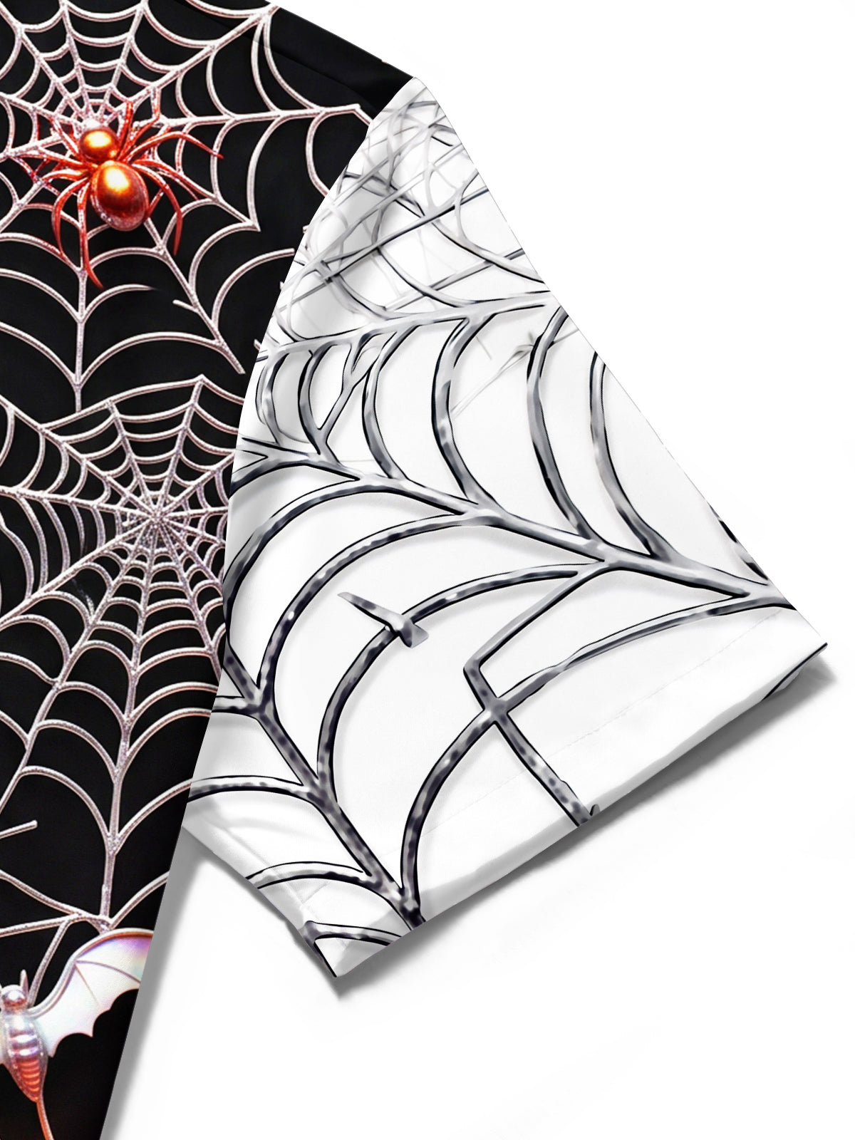 Adaychic Men's Short Sleeve Shirt - Halloween Pumpkins Bats Spiders And Spiderwebs Print with Chest Pocket