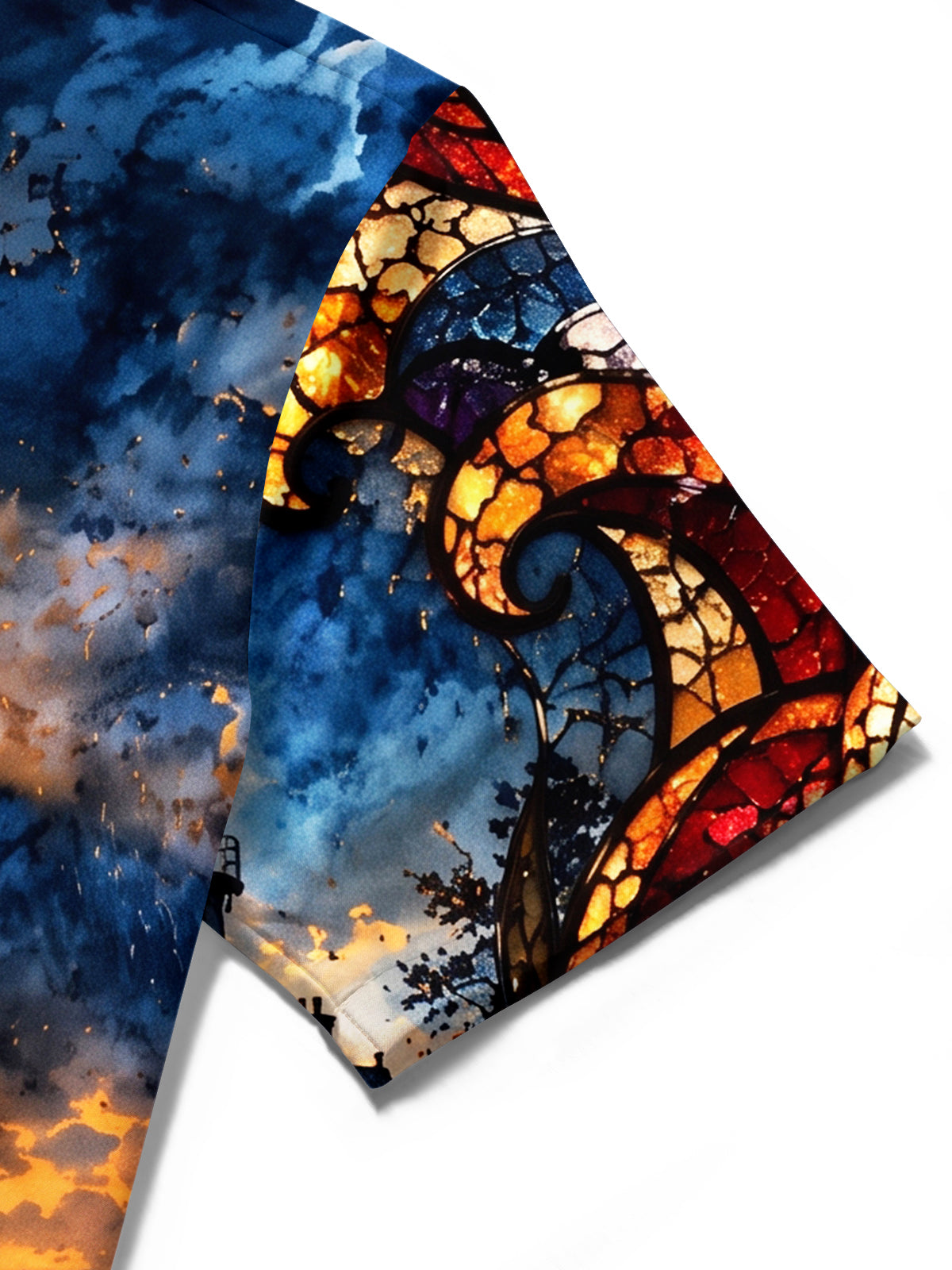 Adaychic Men's Hawaiian Lighthouse And Ocean Sunset Print Short Sleeve Shirt with Chest Pocket