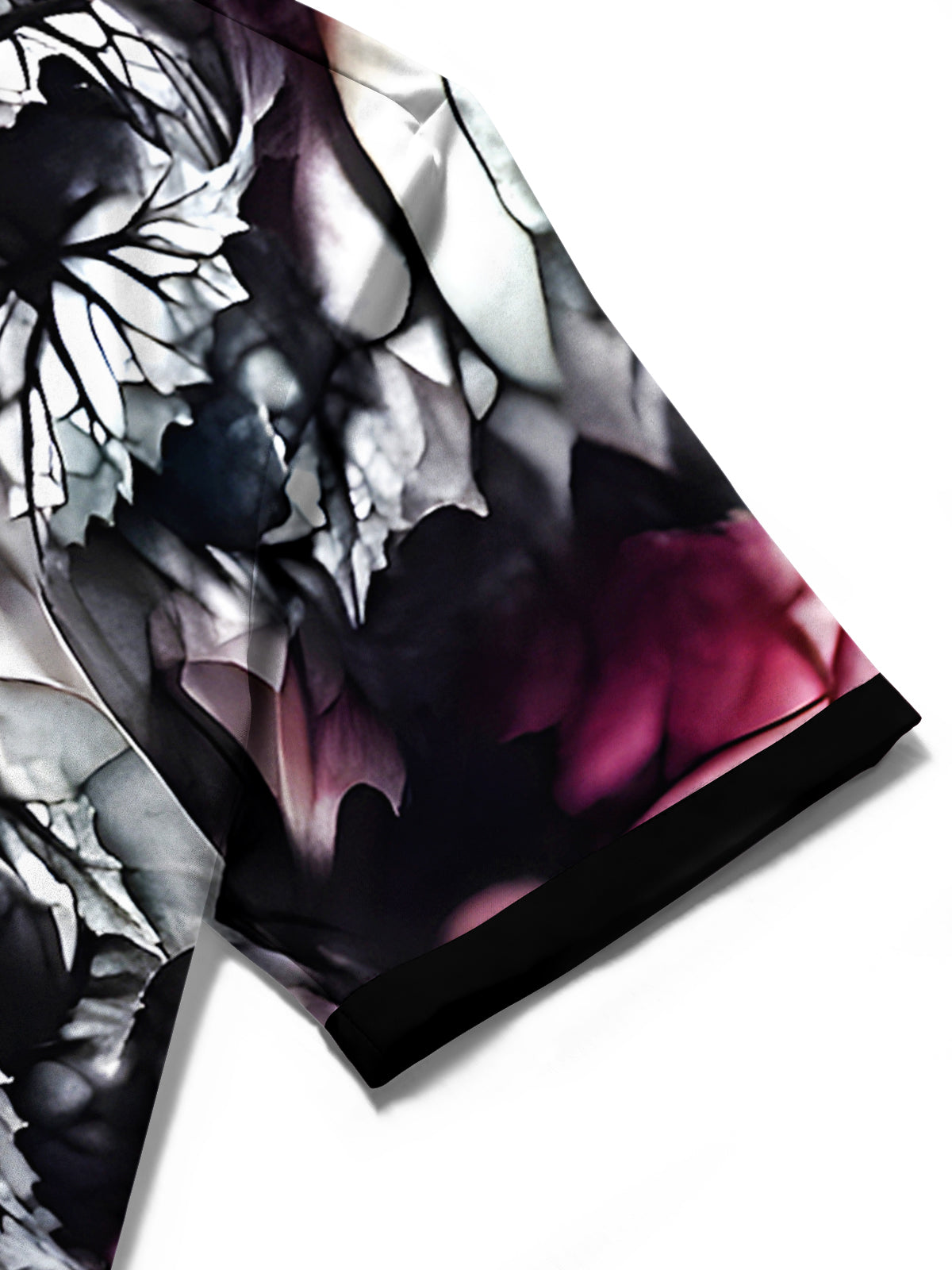 Men Abstract Print Short Sleeve Shirt Close-Up Fabric Texture