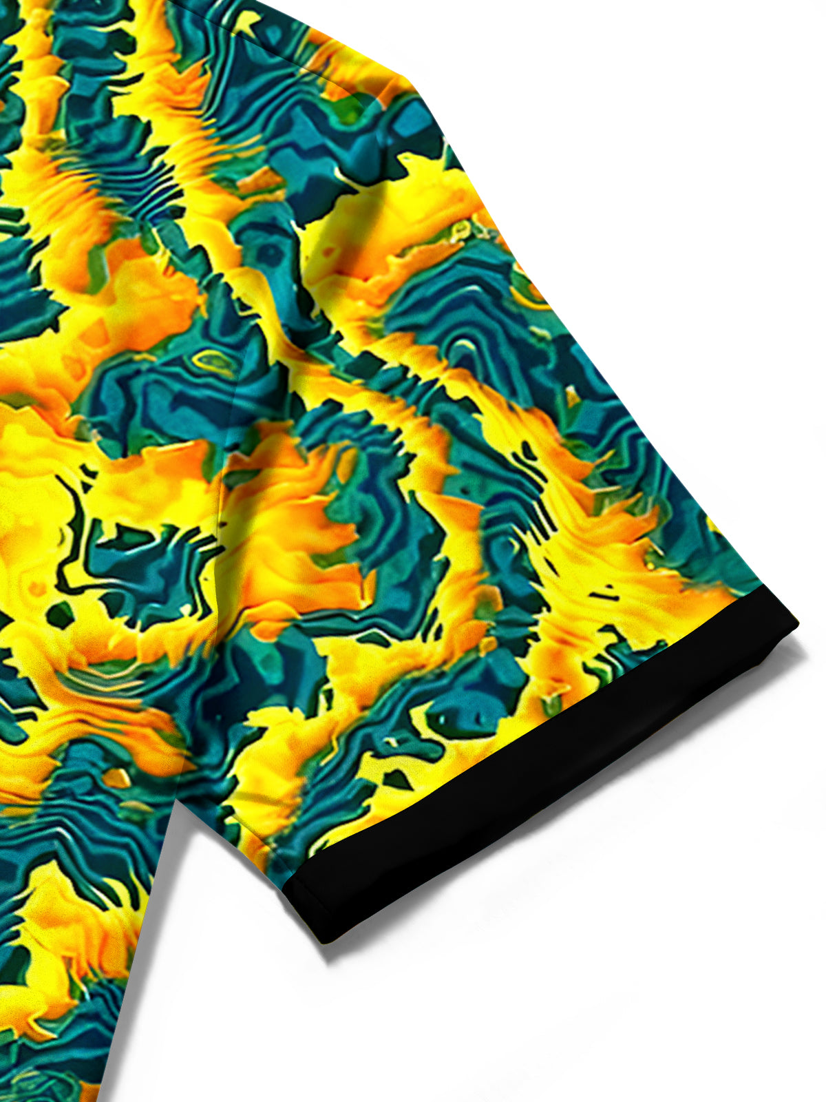 Men abstract print short sleeve shirt texture close-up