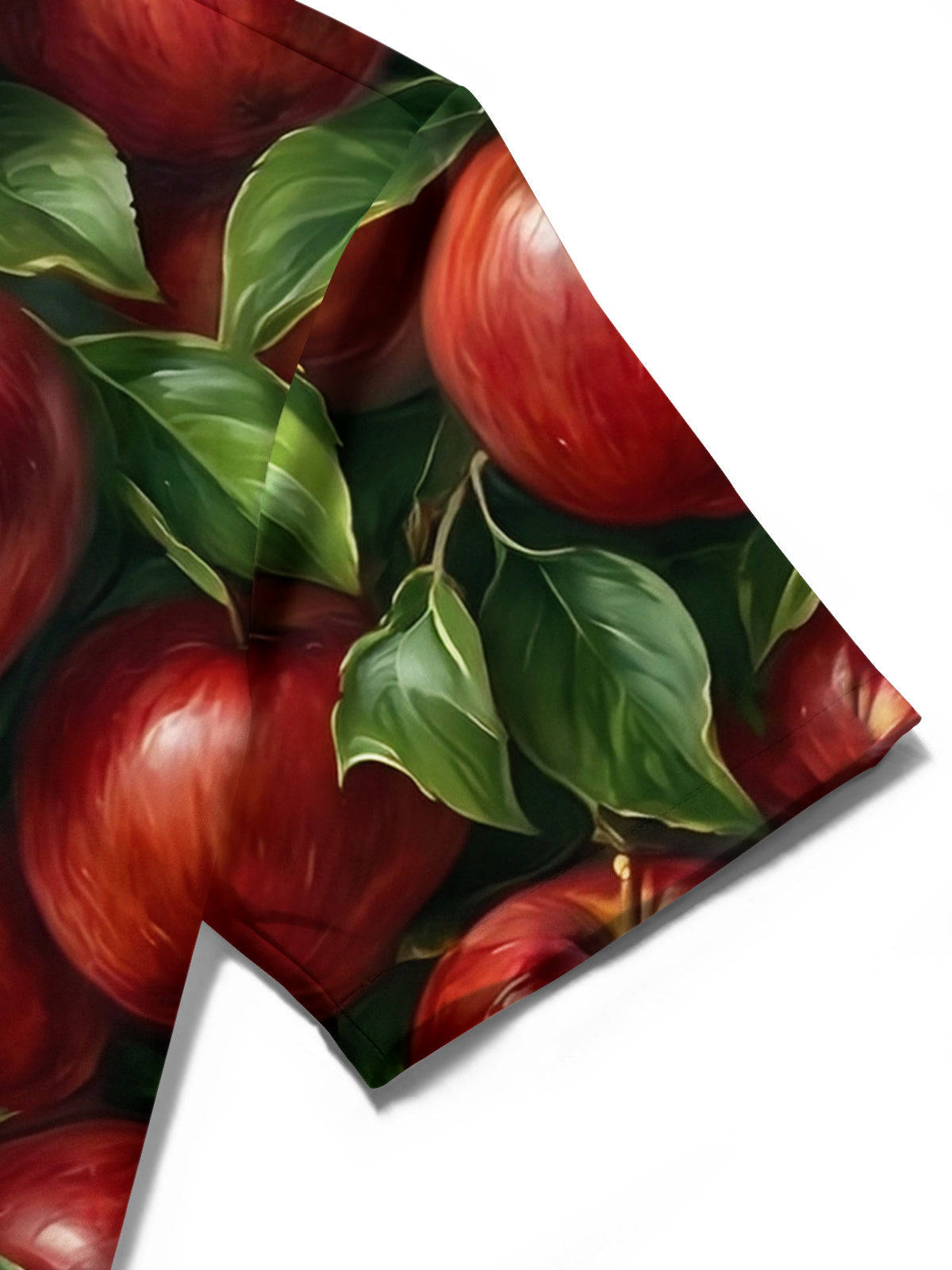 Adaychic Men's Hawaiian Red Apples And Green Leaves Print Short Sleeve Shirt with Chest Pocket
