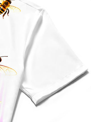 men's abstract print shirt close-up short sleeve