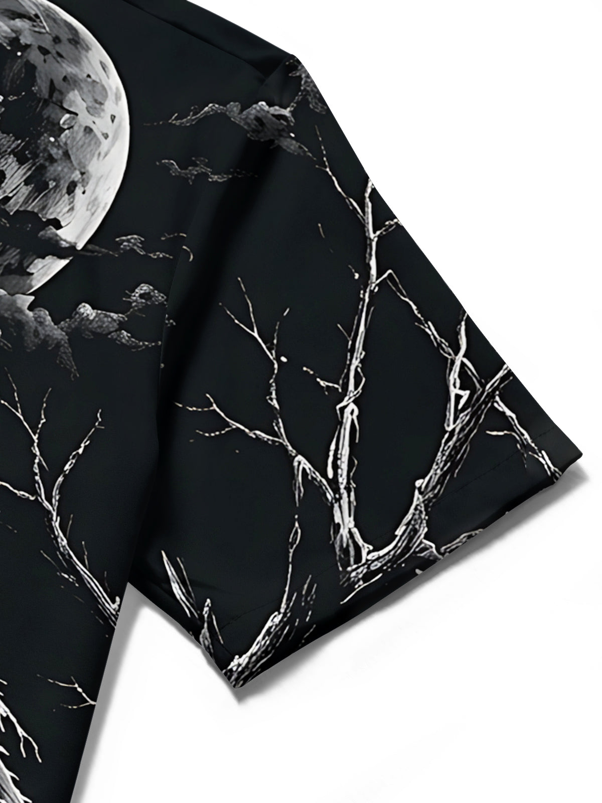 Adaychic Men's Graphic Halloween Crow And Moon Print Short Sleeve Shirt with Chest Pocket