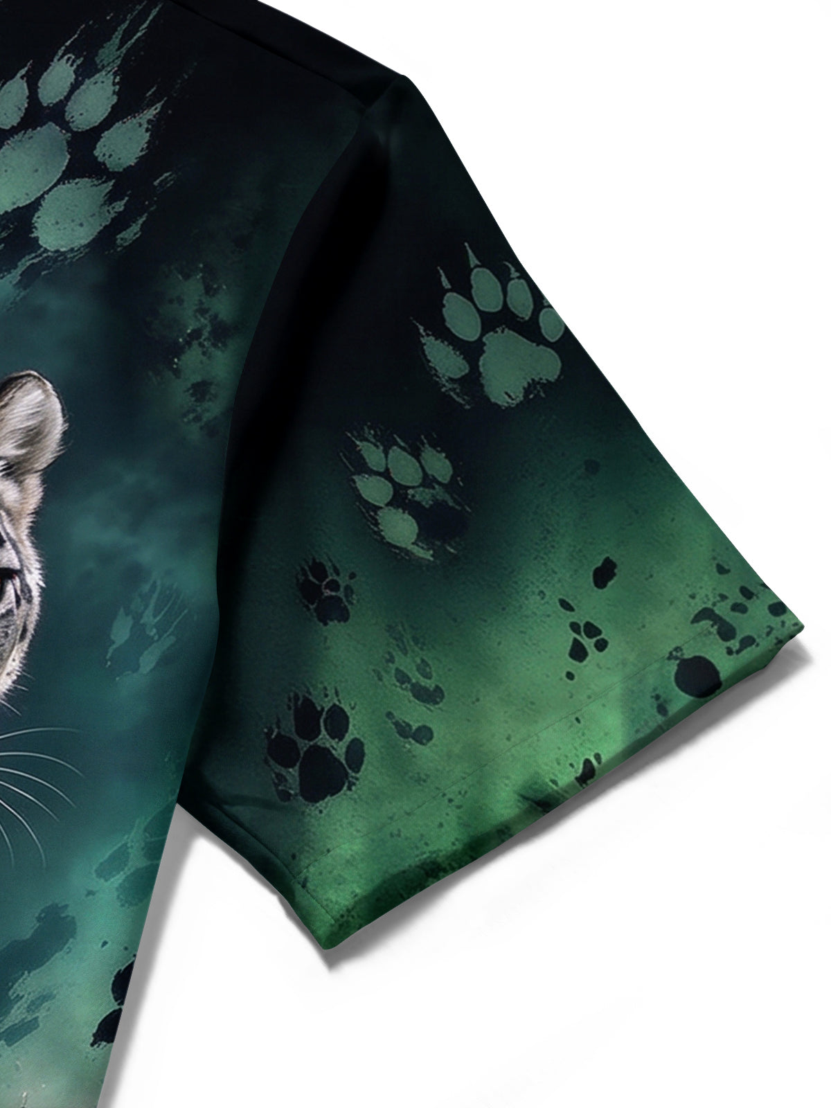 Adaychic Men's Snow Leopard Walking Print Short Sleeve Stand Collar Shirt with Chest Pocket