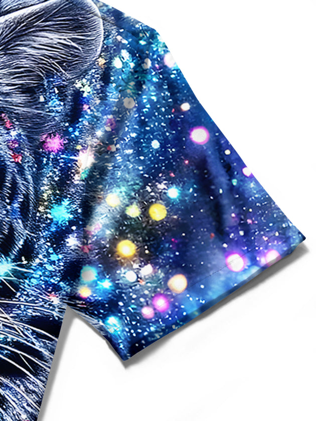 men's cheetah print shirt close-up short sleeve