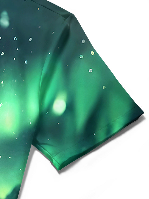 men's cat print shirt close-up short sleeve