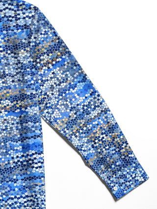 Adaychic Men's Patterned Mosaic Tile Pattern Long Sleeve Shirt with Chest Pocket