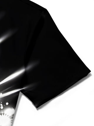 men's guitar print shirt close-up short sleeve