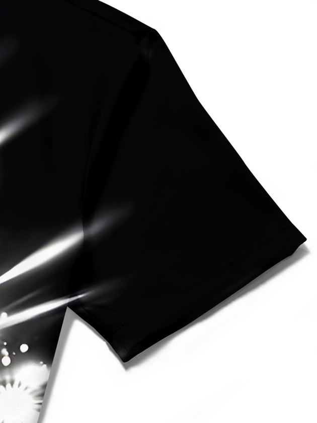 men's guitar print shirt close-up short sleeve