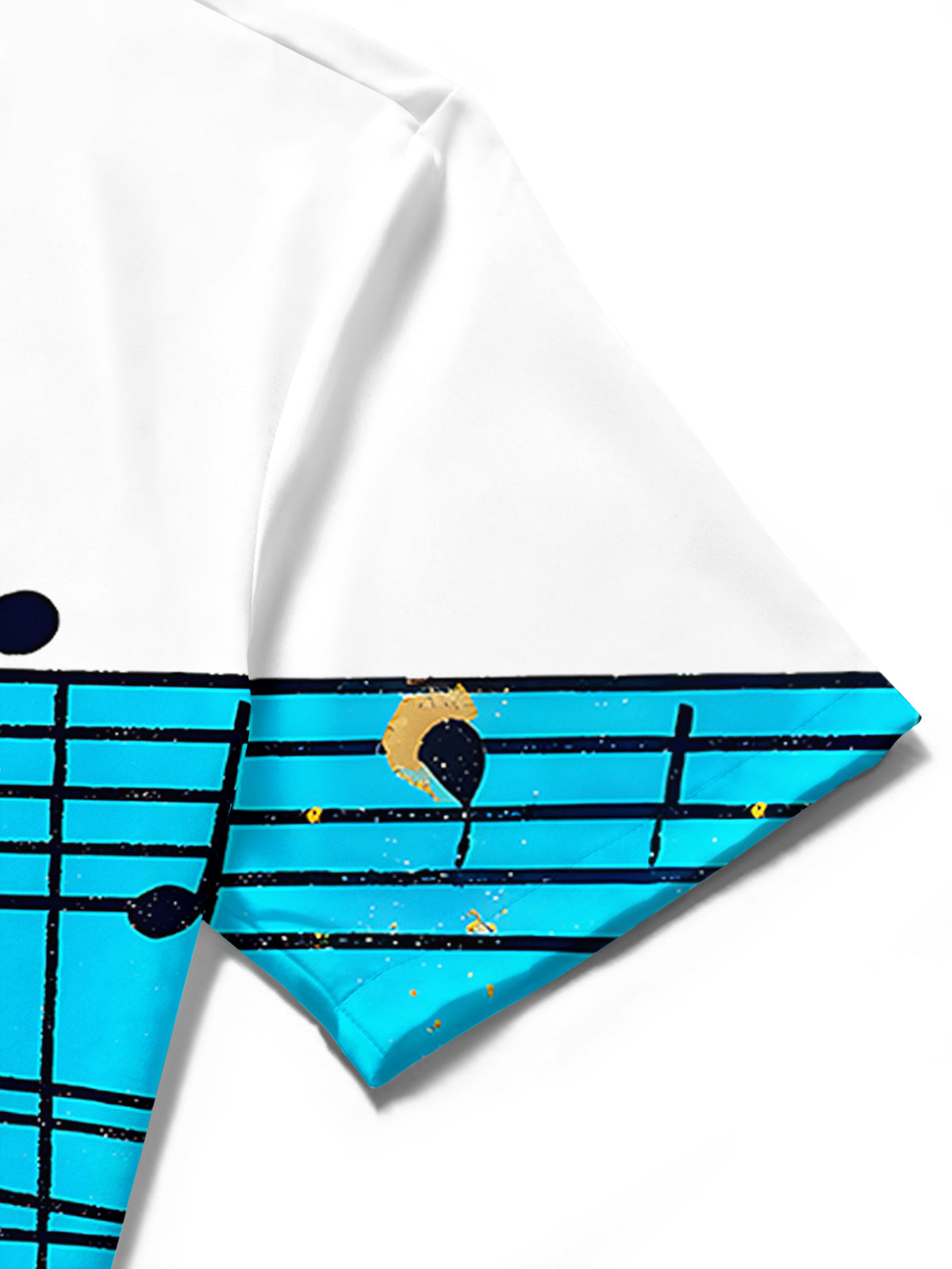 Adaychic Men's Graphic Musical Notes On Staff Print Short Sleeve Shirt with Chest Pocket