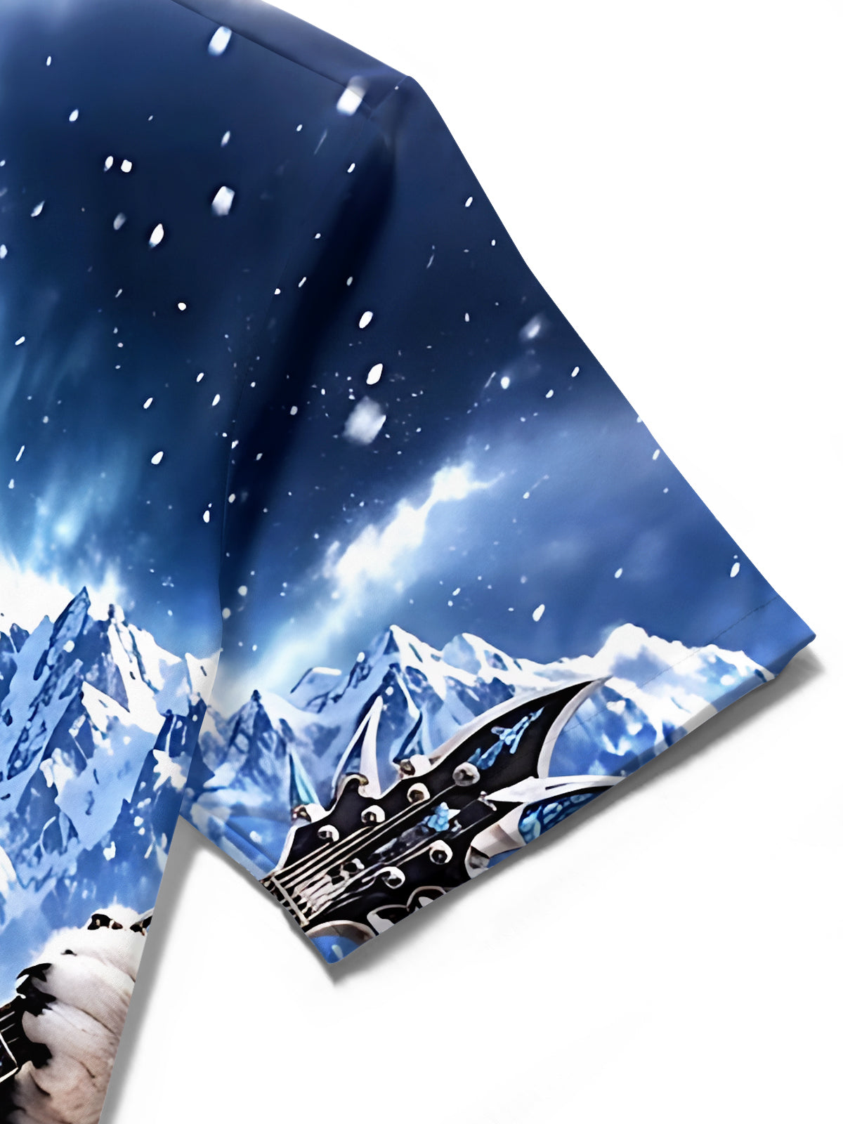 Adaychic Men's Graphic Polar Bear Rock Musician Print Short Sleeve Shirt