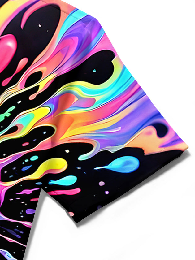 men's tie dye shirt close-up short sleeve