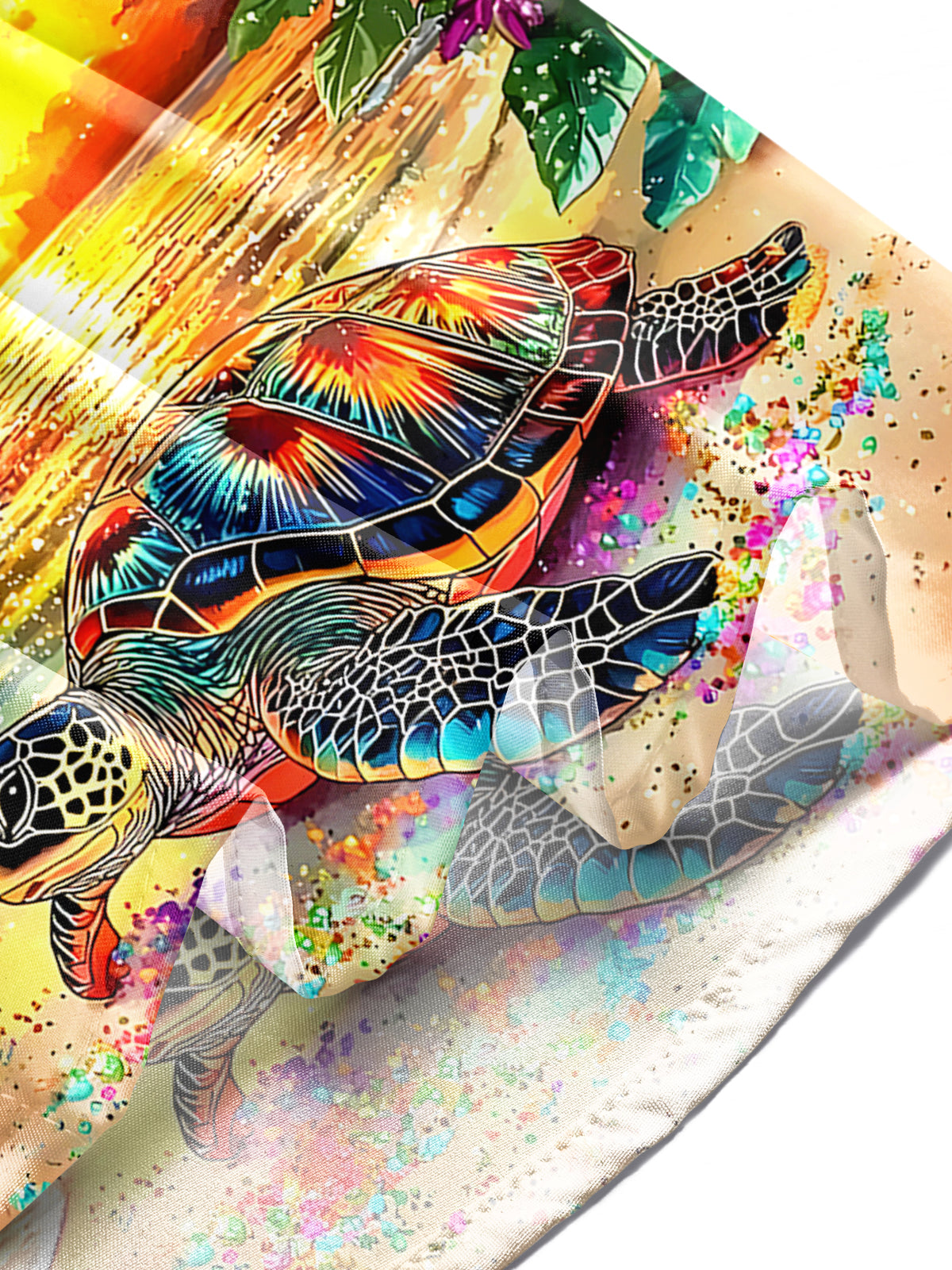 Hawaiian Sunset Turtle Men's Pocket Short Sleeve Shirts