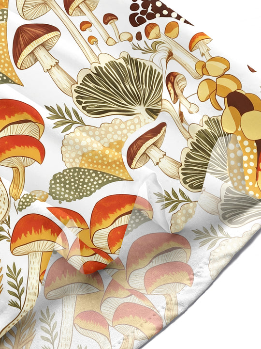 Adaychic Men's Graphic Mushroom Print Fungi Pattern Short Sleeve Shirt with Chest Pocket
