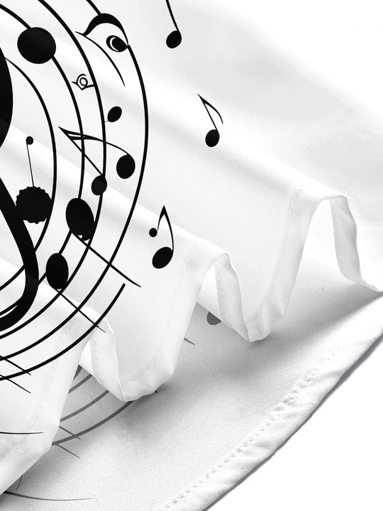 Adaychic Men's Graphic Musical Notes Print Short Sleeve Shirt with Chest Pocket