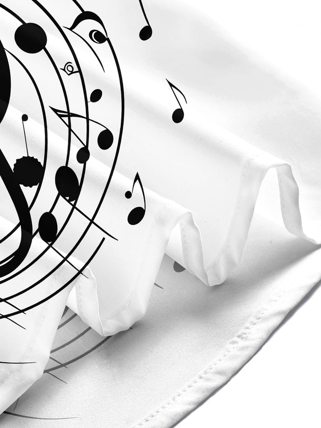 Adaychic Men's Graphic Musical Notes Print Short Sleeve Shirt with Chest Pocket