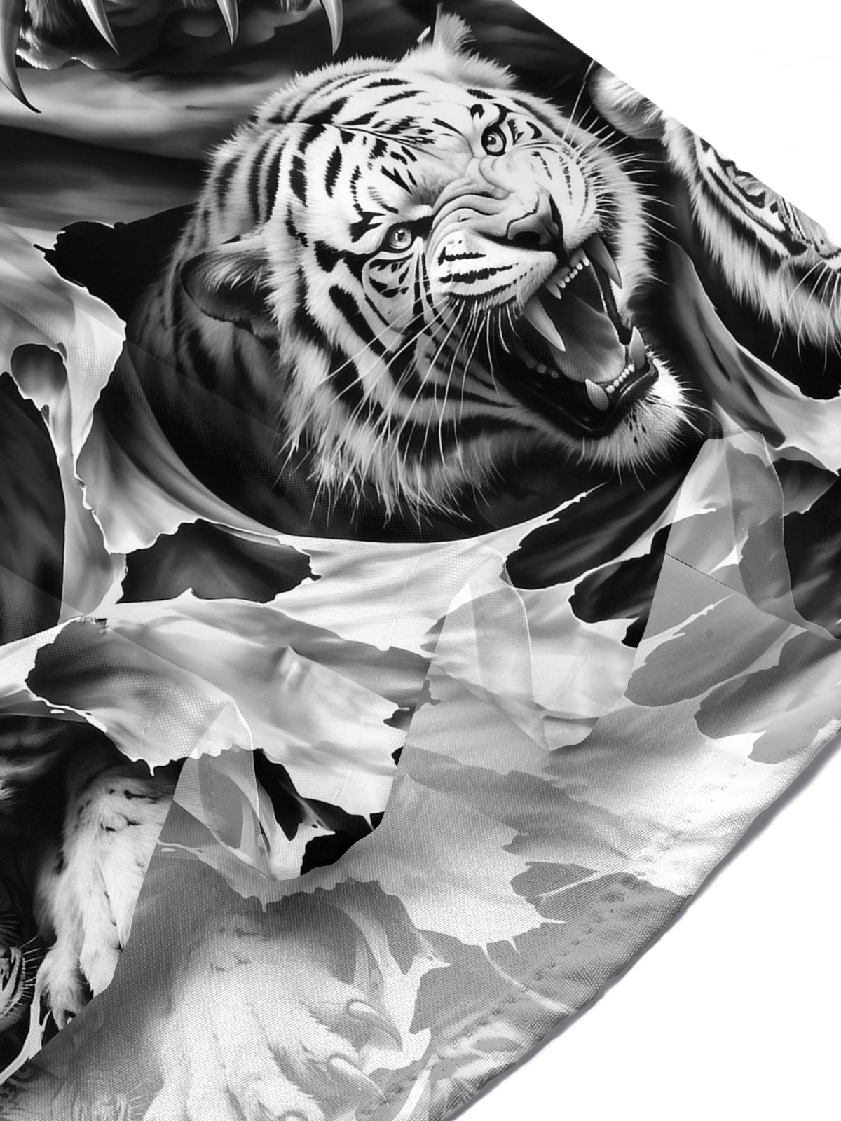 Adaychic Men's Hawaiian White Tiger Print Short Sleeve Shirt