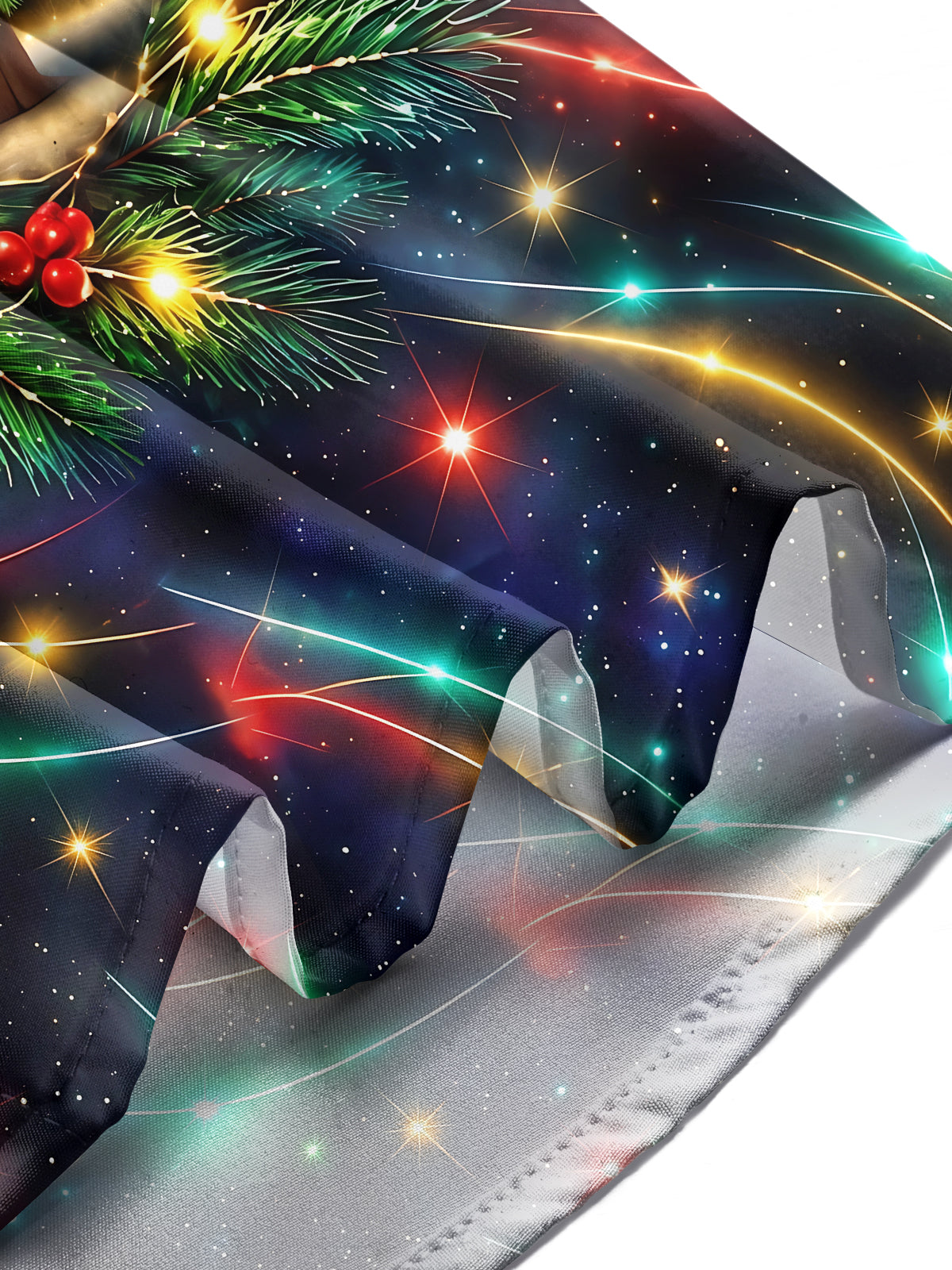 Adaychic Men's Long Sleeve Shirt - Christmas Tree With Ornaments And Pine Branches Print with Chest Pocket