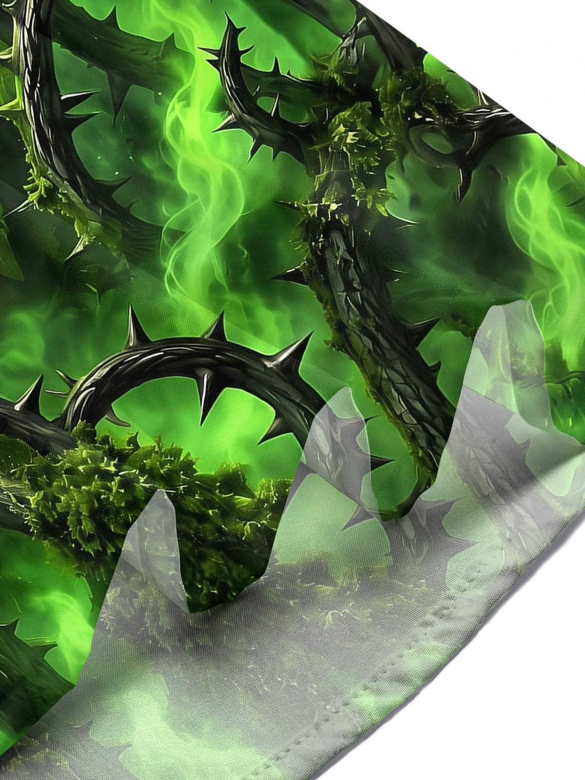 Adaychic Men's Green Demon Face With Thorny Vines Print Short Sleeve Shirt with Chest Pocket