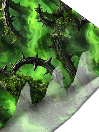 Adaychic Men's Green Demon Face With Thorny Vines Print Short Sleeve Shirt with Chest Pocket
