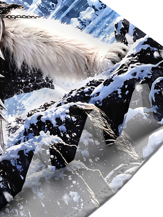 Adaychic Men's Graphic Polar Bear Rock Musician Print Short Sleeve Shirt