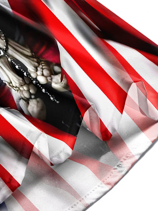 Men's American flag skull print short sleeve shirt lifestyle photo for Independence Day