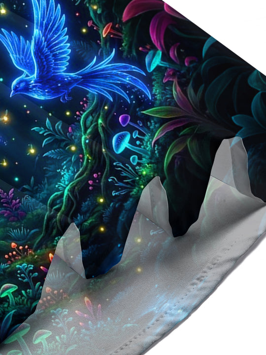 Adaychic Men's Hawaiian Neon Colorful Birds Print Short Sleeve Shirt with Chest Pocket
