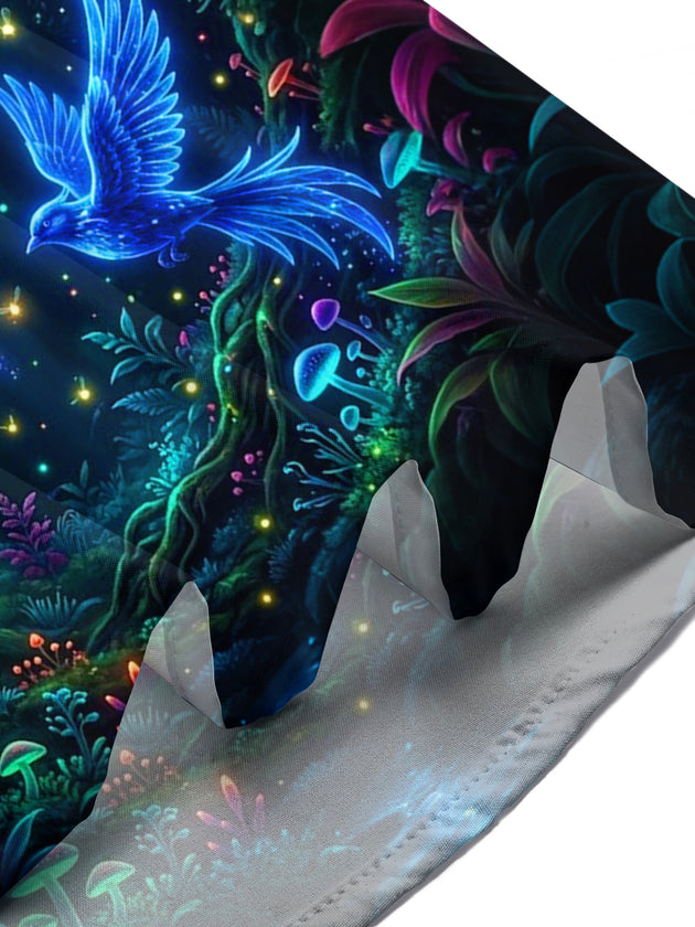 Adaychic Men's Hawaiian Neon Colorful Birds Print Short Sleeve Shirt with Chest Pocket