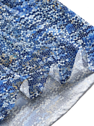 Adaychic Men's Patterned Mosaic Tile Pattern Long Sleeve Shirt with Chest Pocket