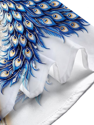 Adaychic Men's Printed Peacock Print Floral Relief Print Short Sleeve Shirt with Chest Pocket