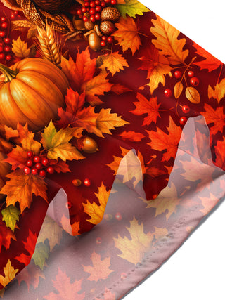 Adaychic Men's Short Sleeve Stand Collar Shirt - Thanksgiving Colorful Parrot And Turkeys With Autumn Leaves Print with Chest Pocket