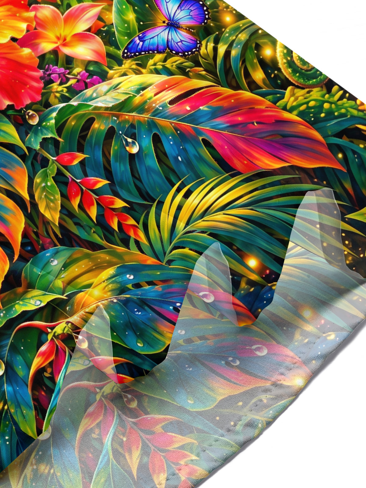 Adaychic Men's Tropical Flowers And Butterflies Print Short Sleeve Shirt with Chest Pocket
