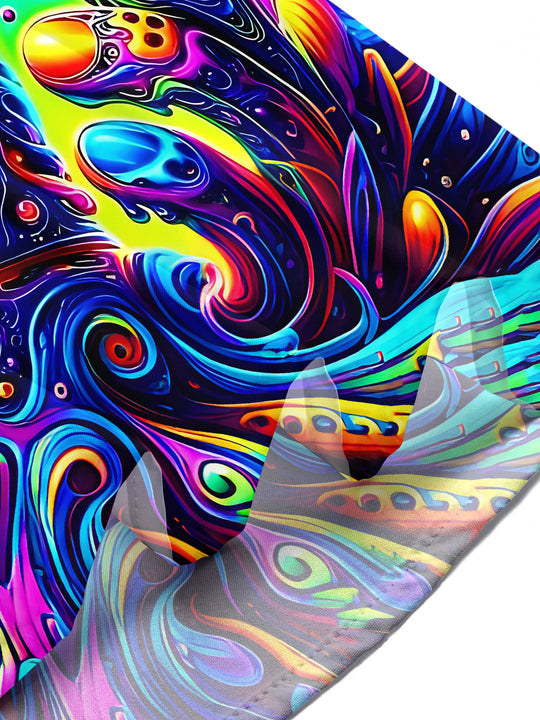 Adaychic Men's Graphic Abstract Psychedelic Monster Face Print Short Sleeve Button Down Shirt with Chest Pocket
