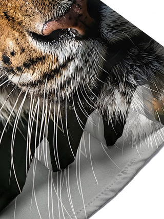 Adaychic Men's Hawaiian Tiger Face Print Short Sleeve Shirt with Chest Pocket