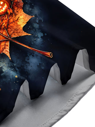 Adaychic Men's Short Sleeve Shirt - Halloween Black Cat And Jack-o-lantern Pumpkin Print with Chest Pocket