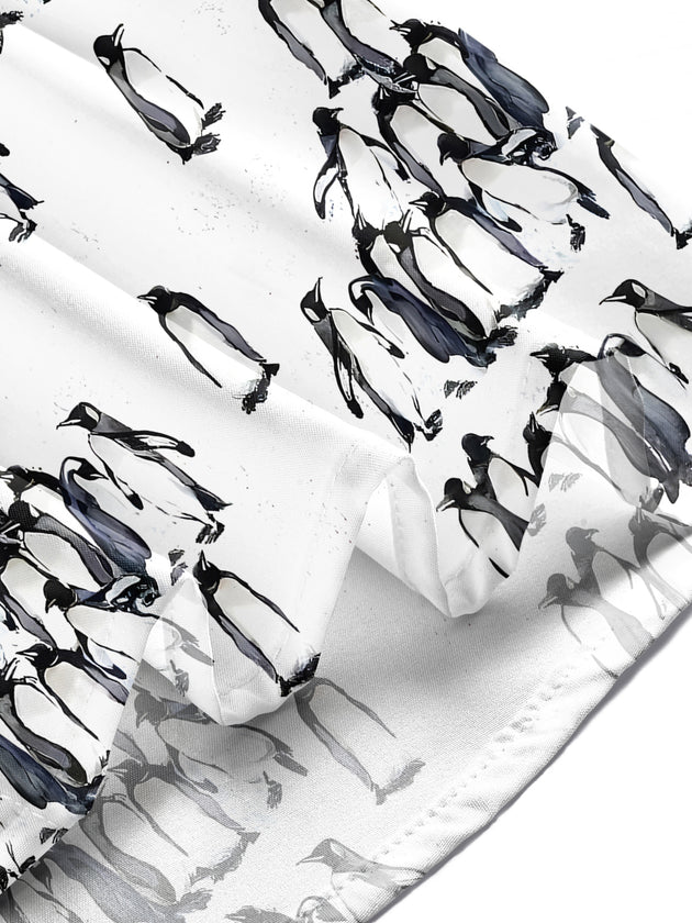 Men's penguin print pocket short sleeve shirt lifestyle outdoor casual