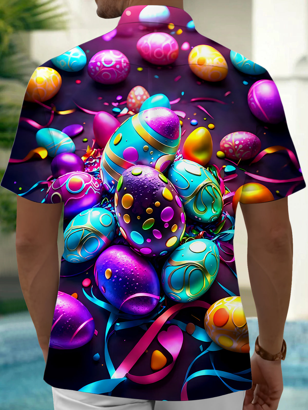 Easter Egg Men's Pocket Short Sleeve Shirts